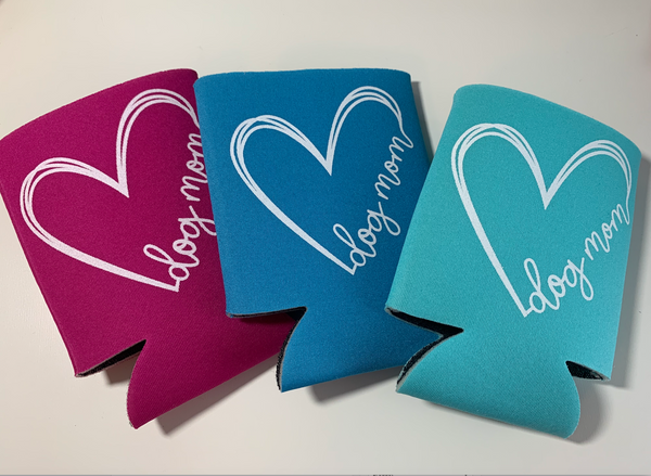 Dog Mom Heart Koozies