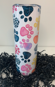 Colorful Paw Print Tumbler