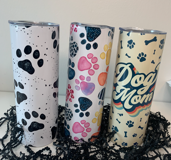 Colorful Paw Print Tumbler