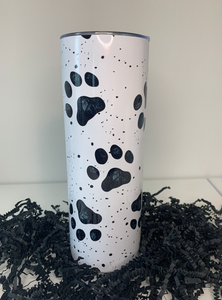 Black & White Paw Print Tumbler