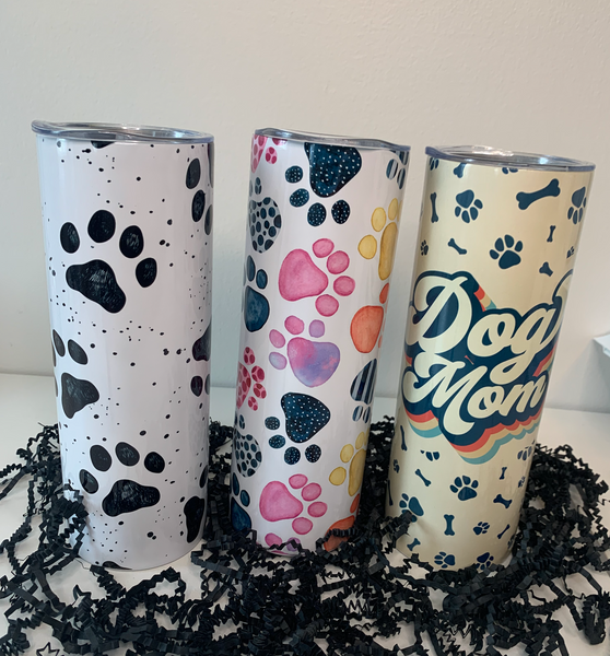 Black & White Paw Print Tumbler